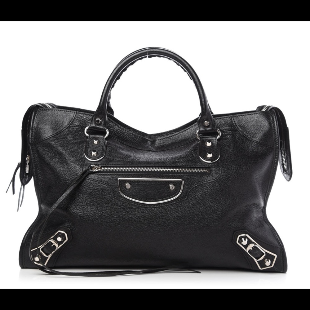 Authentic Balenciaga Chèvre Metallic Edge purse